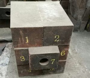 Copper smeting coverter e-fuzed re-bonded MgO-Cr2O3 tuyere eye refractory brick 